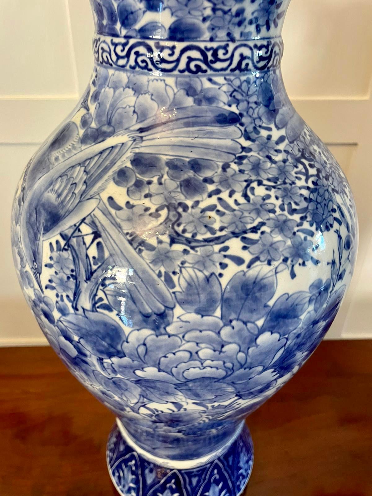 Large Antique Japanese Quality Blue and White Imari Vase at 1stDibs