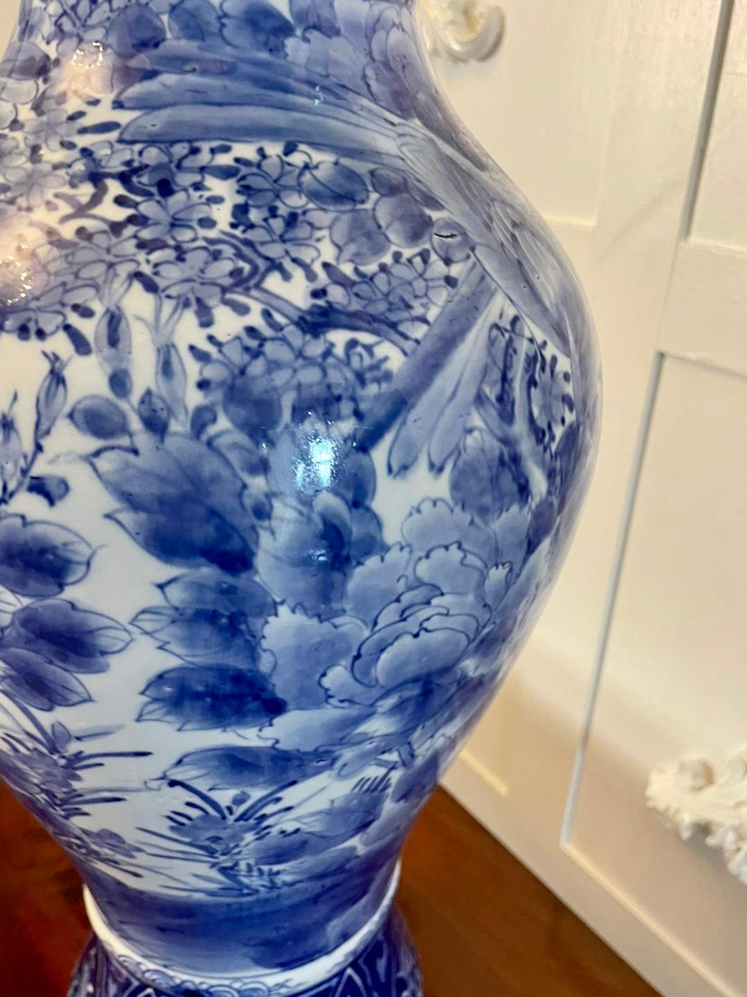 Large Antique Japanese Quality Blue and White Imari Vase at 1stDibs