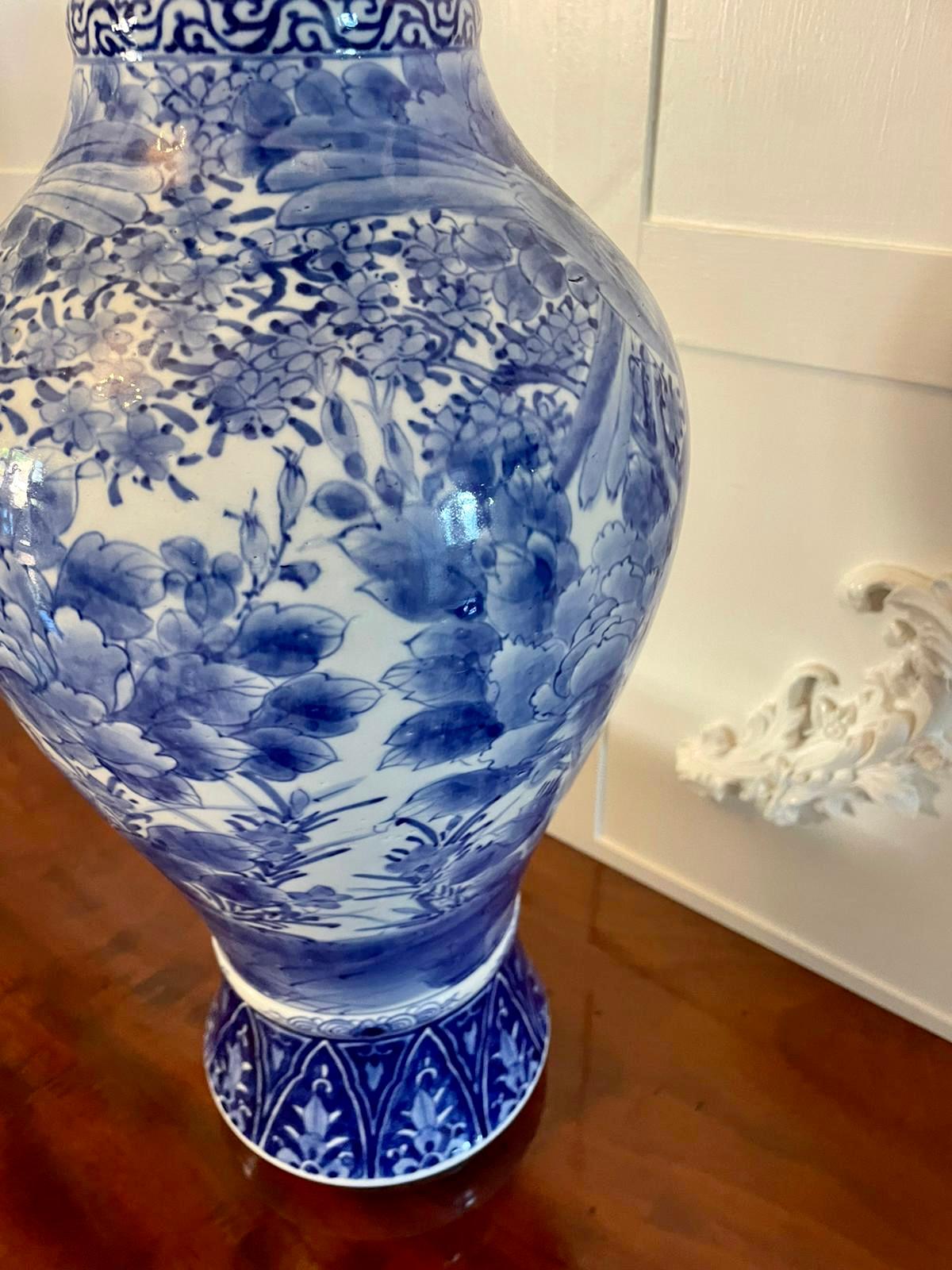 Large Antique Japanese Quality Blue and White Imari Vase at 1stDibs