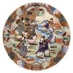 Large antique Japanese quality Satsuma hand painted plate
