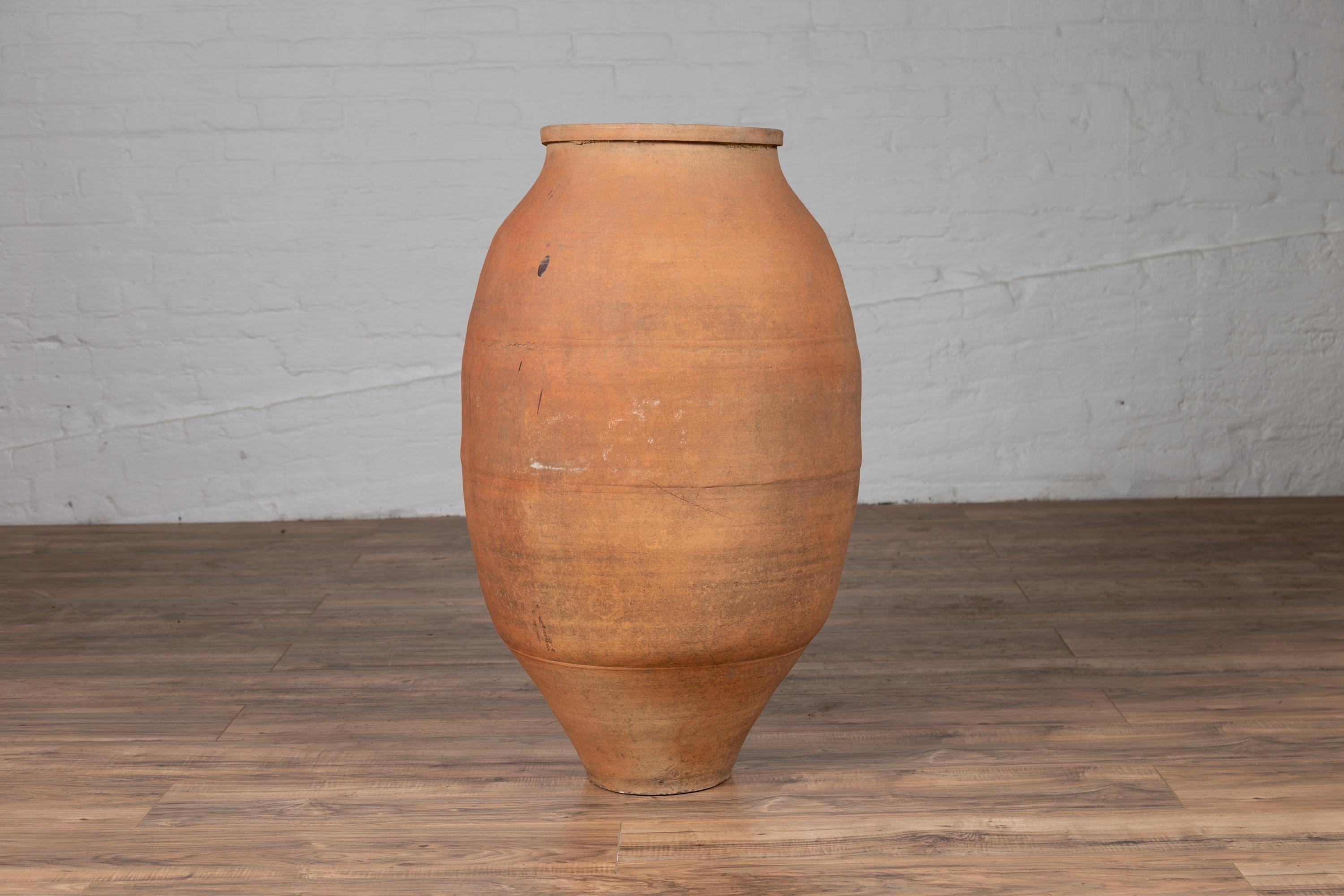 Large Antique Japanese Shigaraki Stoneware Grain Storage Urn, circa 1900 In Good Condition In Yonkers, NY