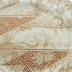 Antique Japonisme Aesthetic Movement Brown Transferware Oval Serving Platter