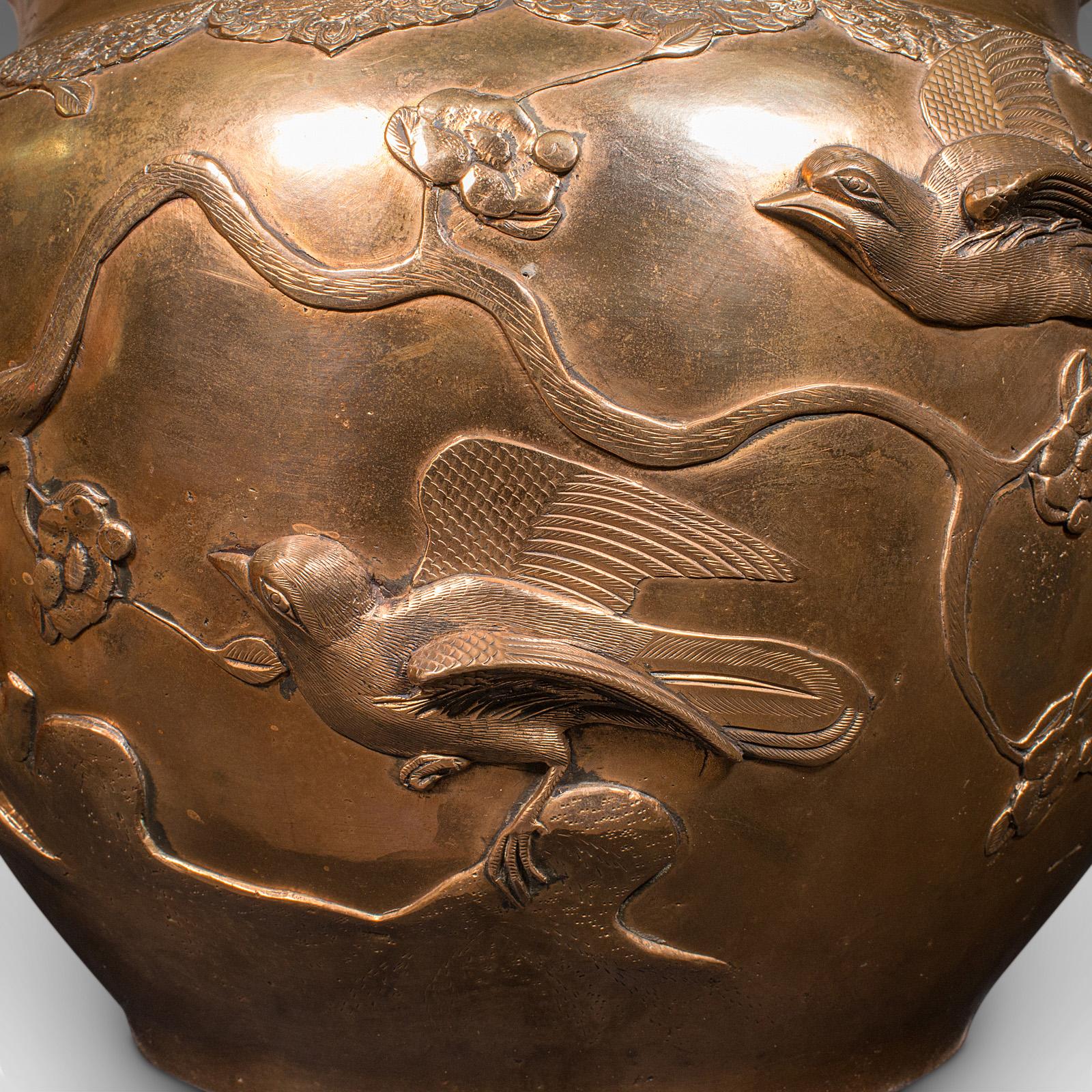 Grande vaso antico Jardinière, giapponese, bronzo, fioriera per alberi, vittoriano, Meiji in vendita 4
