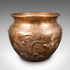 Large Antique Jardinière, Japanese, Bronze, Tree Planter Pot, Victorian, Meiji