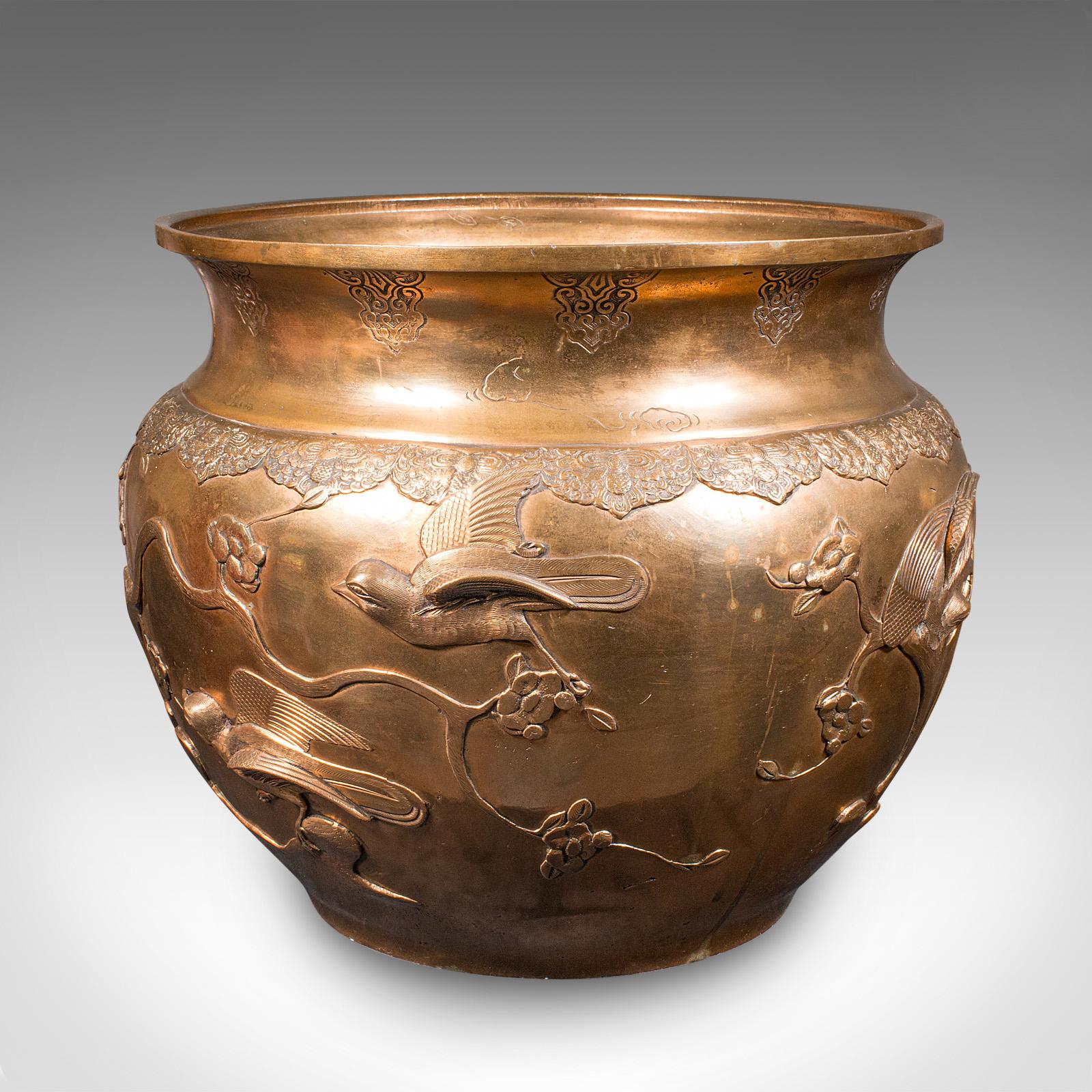 Giapponese Grande vaso antico Jardinière, giapponese, bronzo, fioriera per alberi, vittoriano, Meiji in vendita