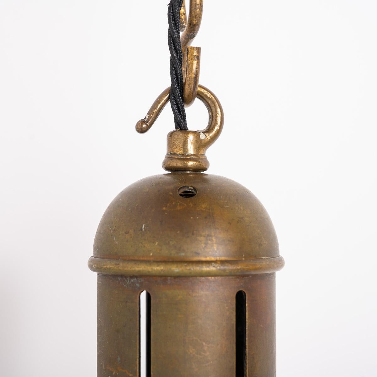 Large Antique Jefferson Moonstone Glass Pendant Light & Aged Cast Brass Fittings 10