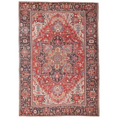 Large Antique Jewel Tone Color Persian Serapi Rug. Size: 12 ft x 17 ft 8 in