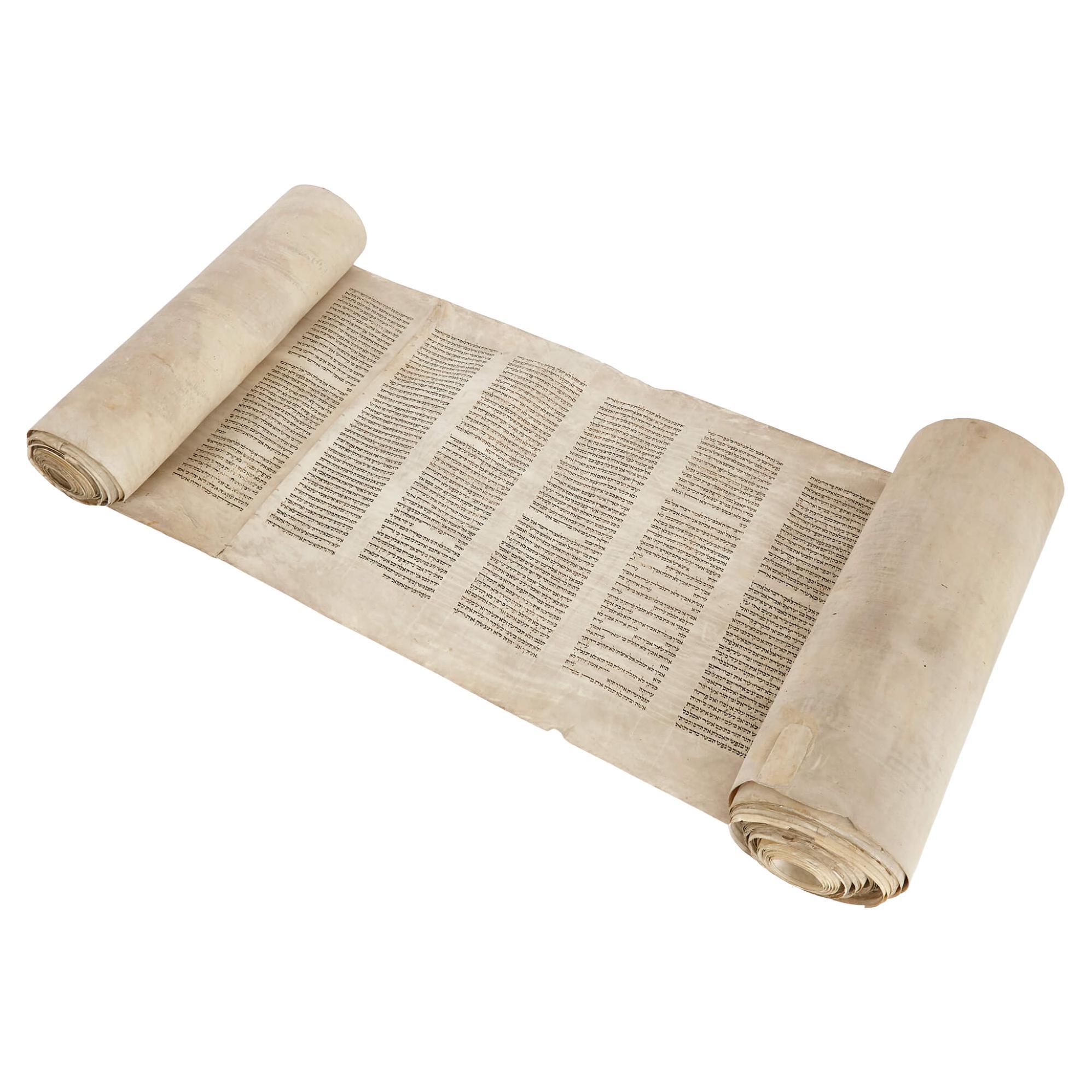 Large Antique Judaica Sephardic Sefer Torah Scroll For Sale