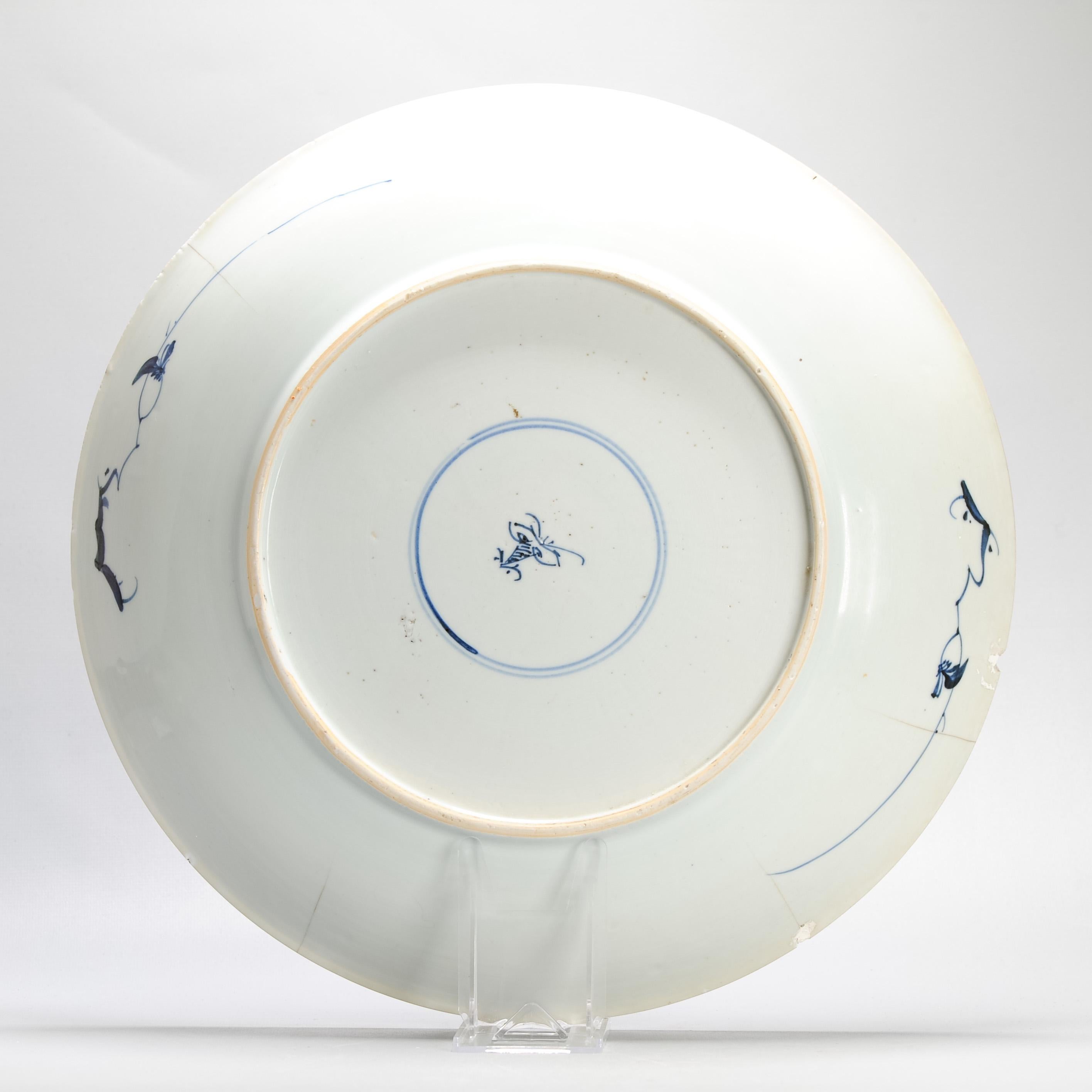 Gran Cargador Antiguo de Porcelana China Kangxi con Peonía y Gamuza Marcado en venta 2