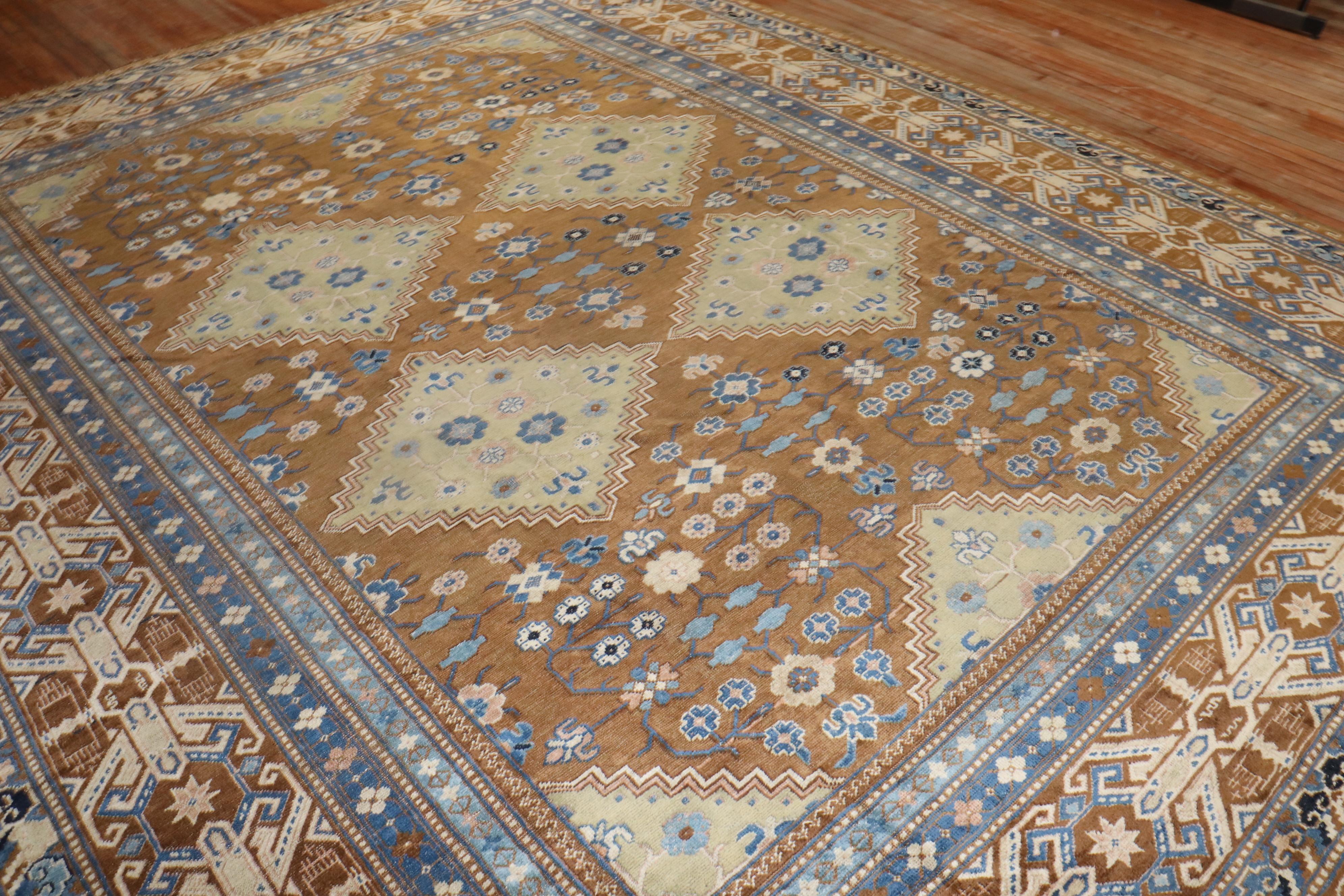 East Turkestani Zabihi Collection Large Antique Khotan Rug For Sale