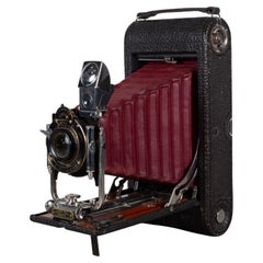 Grande appareil photo pliante Kodak n° 3A d'antiquités avec étui en cuir d'origine, vers1902-1912
