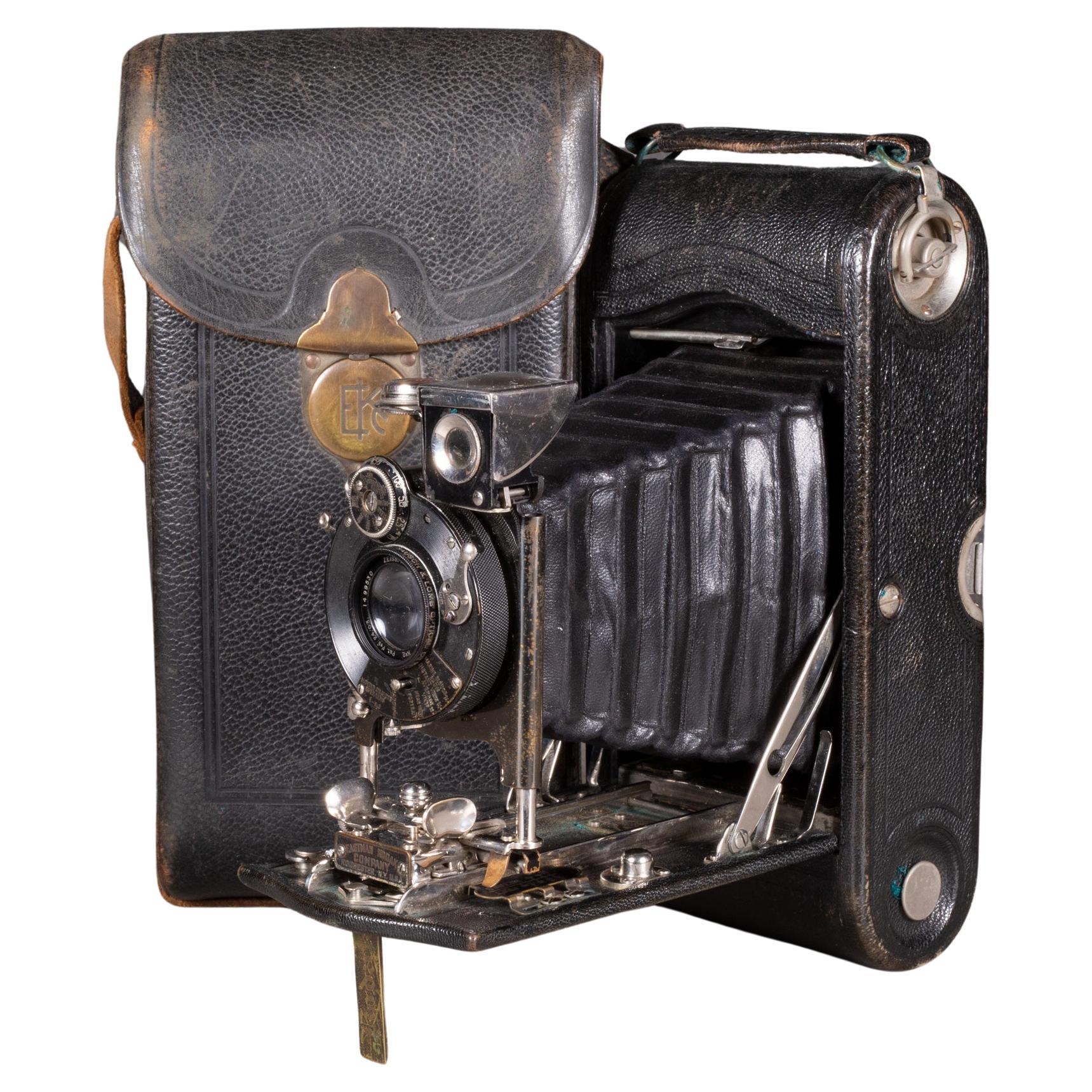 Grande appareil photo Kodak n° 2 pliable avec étui en cuir c.1903 (expédition gratuite) en vente