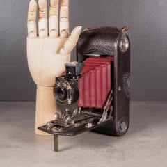 Gran cámara de bolsillo plegable Kodak nº 2C/Estuche de cuero c.1914