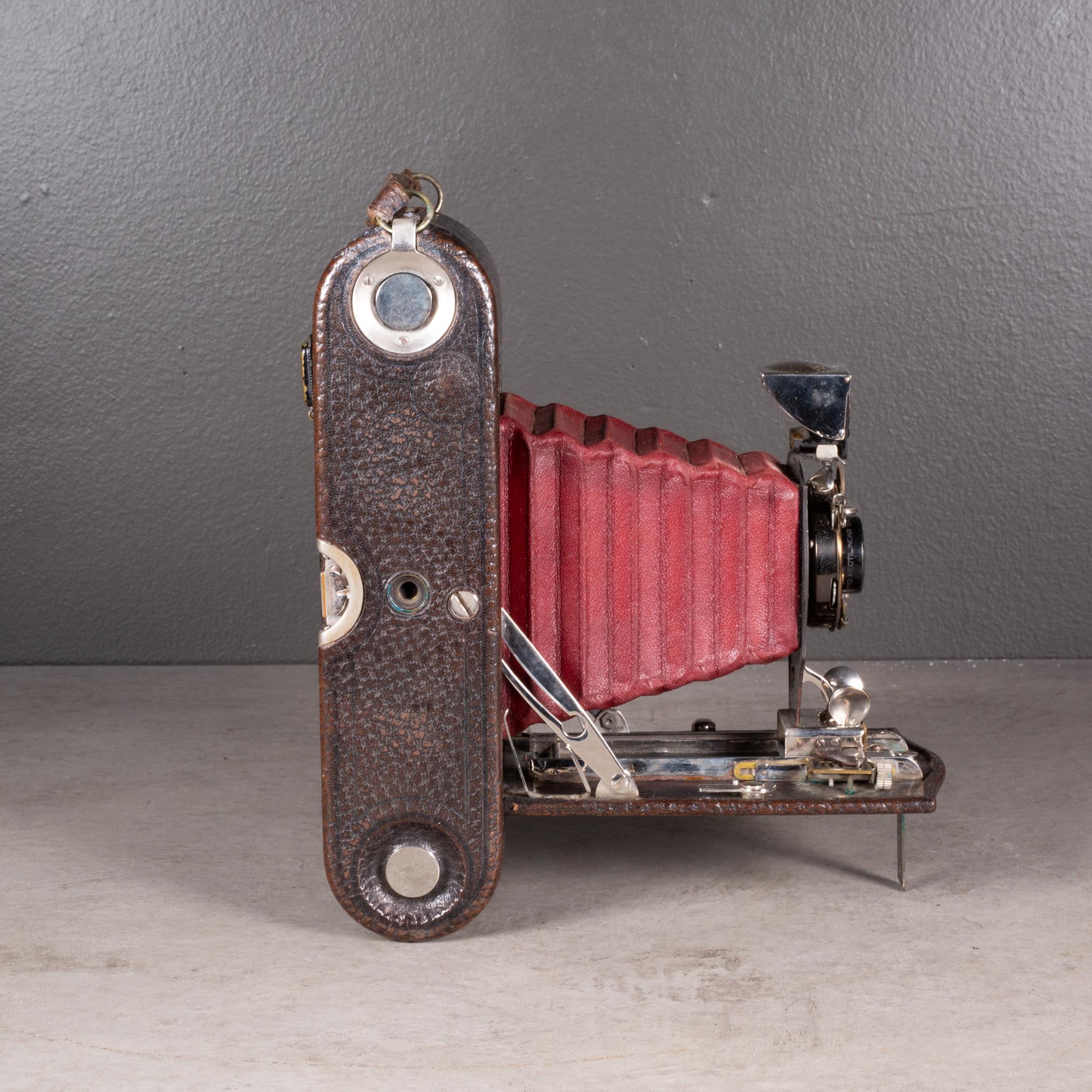 Brass Large Kodak No. 2C Folding Pocket Camera/Leather Case c.1914 (FREE SHIPPING) For Sale
