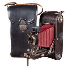 Used Large Kodak No. 2C Folding Pocket Camera/Leather Case c.1914 (FREE SHIPPING)