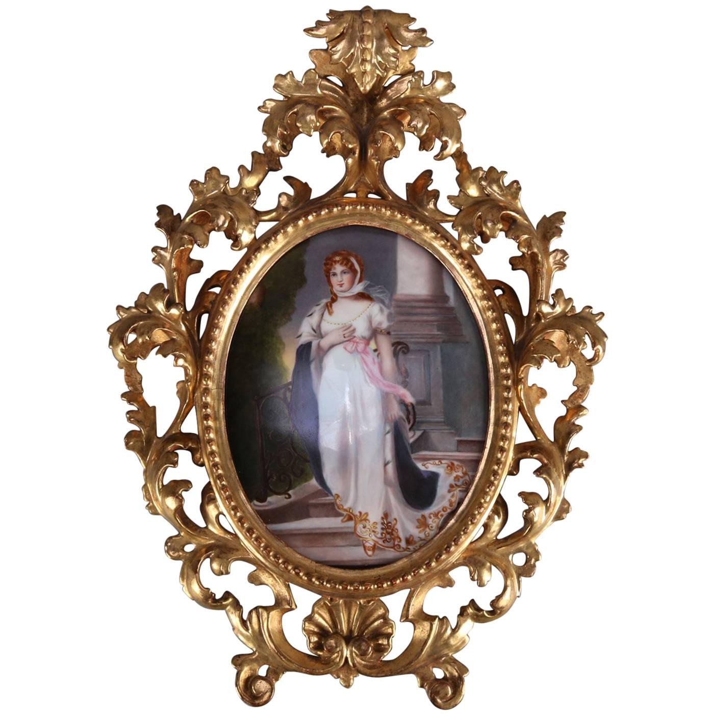 Large Antique KPM School Porcelain Portrait Plaque of Queen Louise, circa 1890