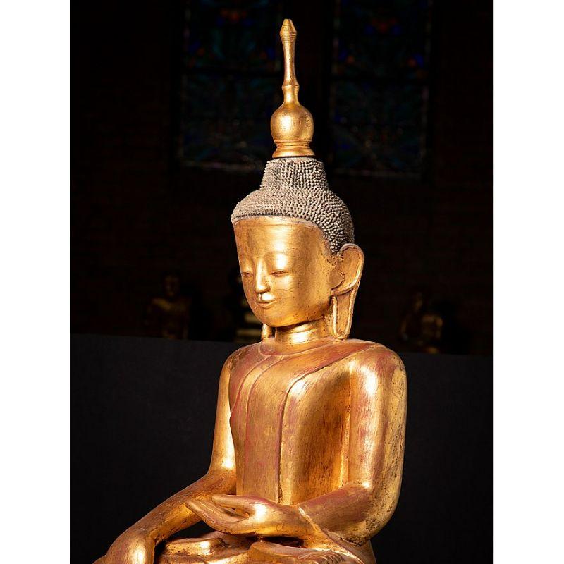 Large Antique Lacquerware Buddha Statue from Burma Original Buddhas In Good Condition In DEVENTER, NL