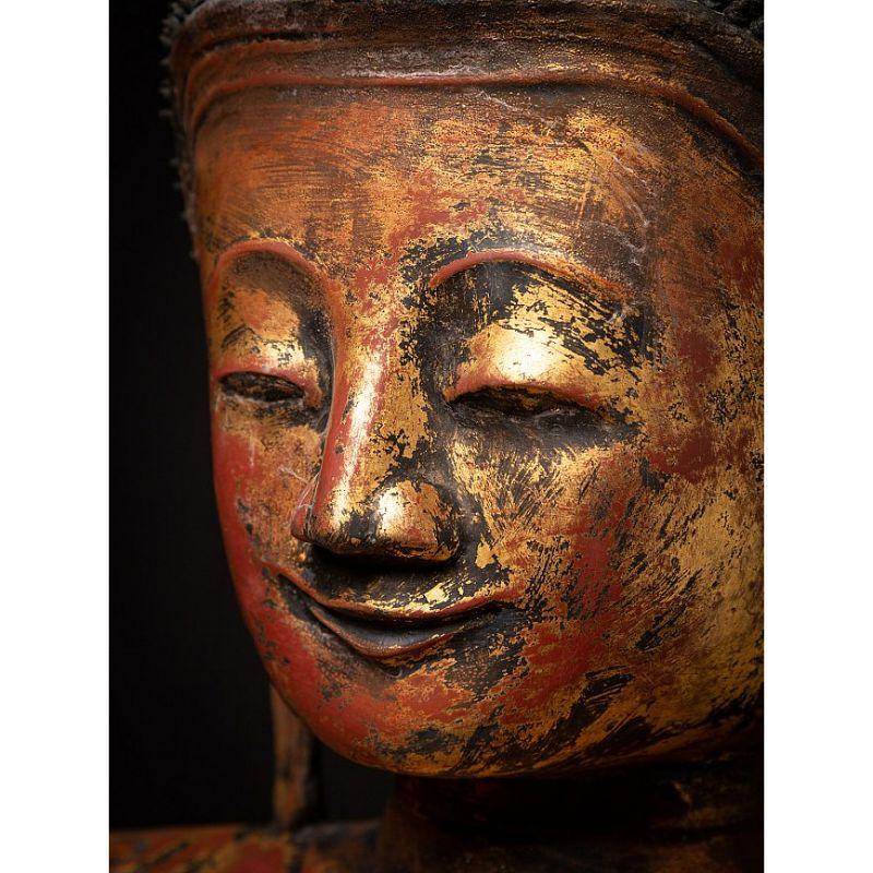 Large Antique Lacquerware Burmese Buddha from Burma For Sale 7