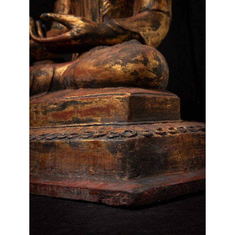Large Antique Lacquerware Burmese Buddha from Burma For Sale 13
