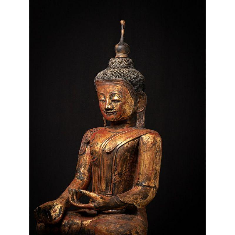 Large Antique Lacquerware Burmese Buddha from Burma For Sale 1
