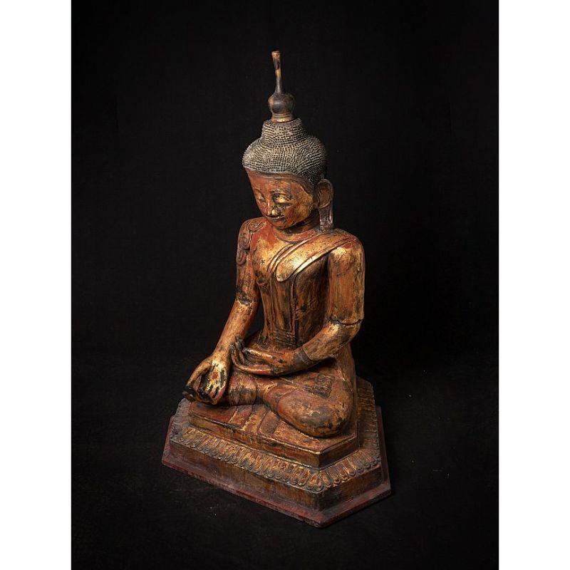 Large Antique Lacquerware Burmese Buddha from Burma For Sale 3