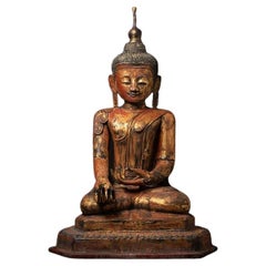 Großer burmesischer Buddha aus antikem Lackgeschirr aus Burma