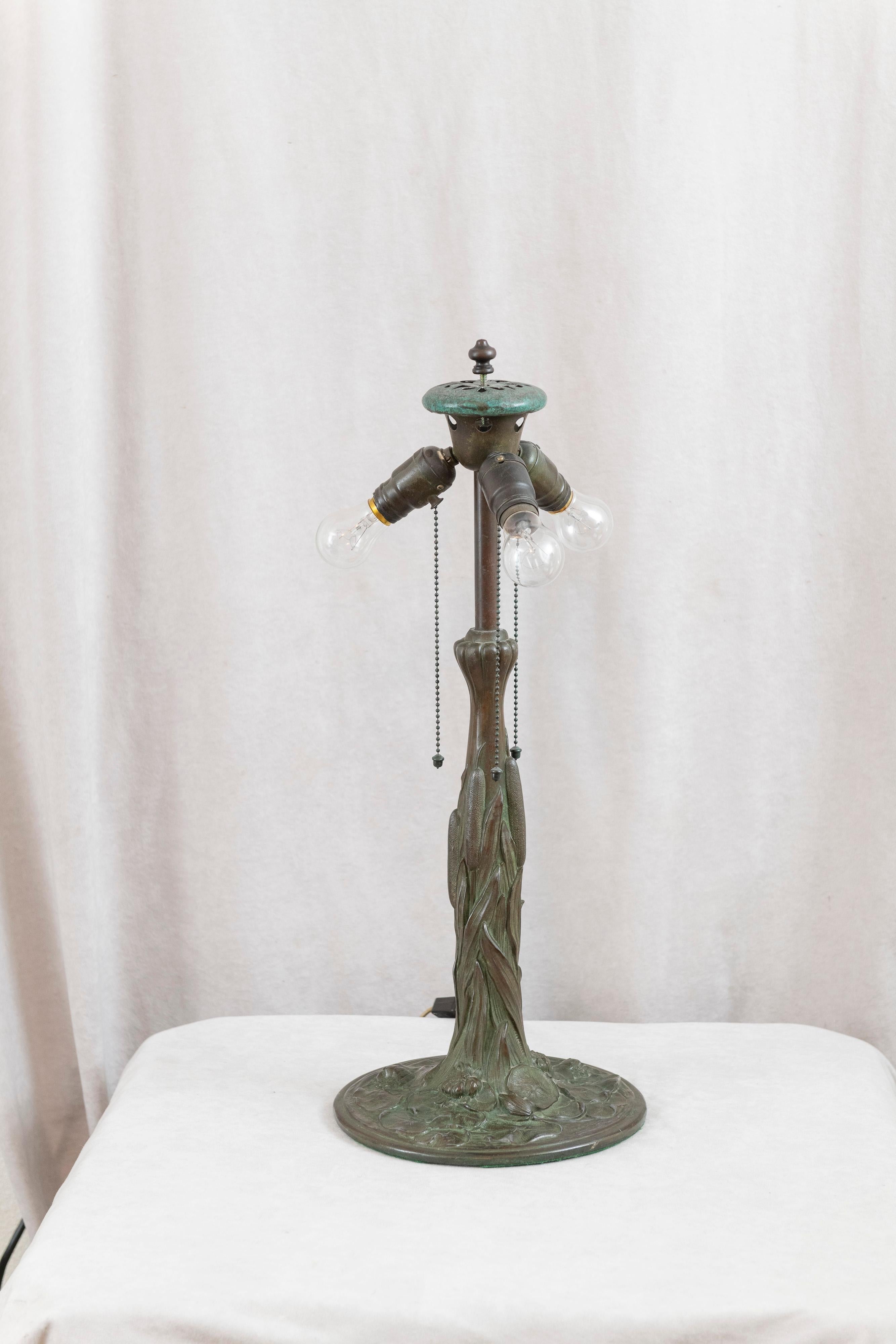 Large Antique Leaded Glass Water Lily Table Lamp, by Duffner & Kimberly, 1905 2