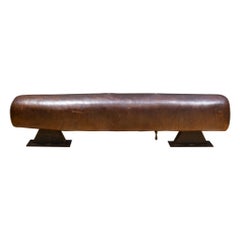 Large Antique Leather Gymnasium Pommel Horse c.1930