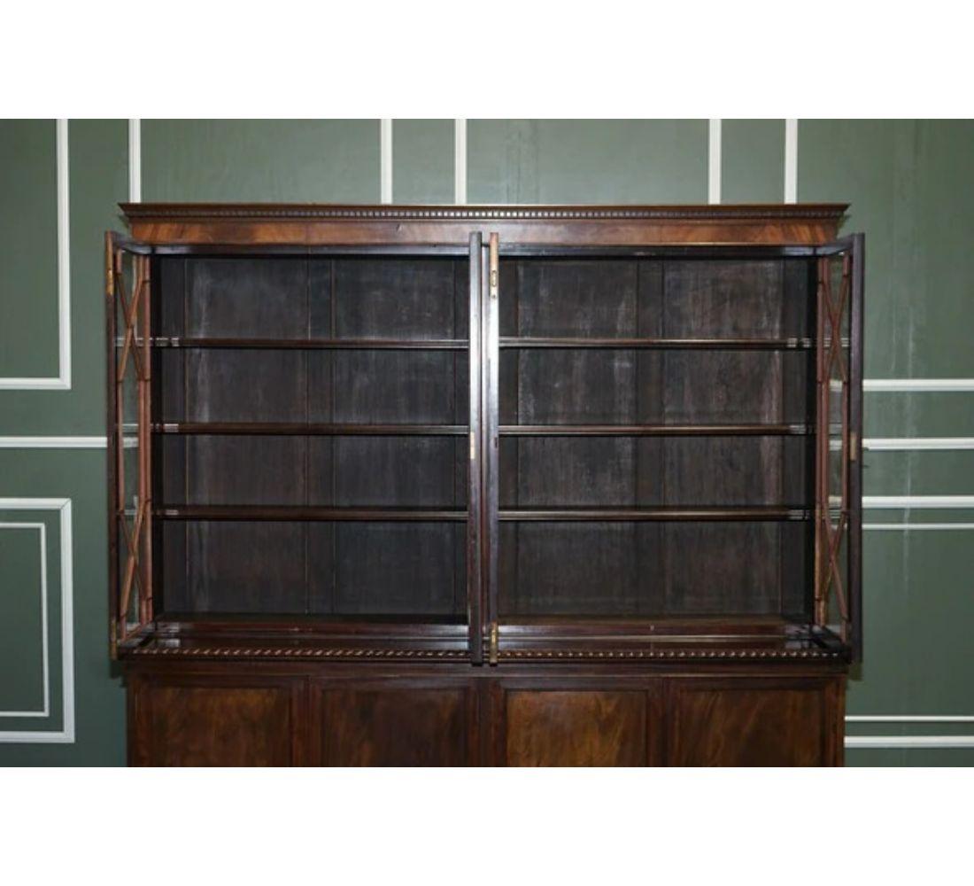 British Large Antique Library Bookcase Display Cabinet with Adjustable Shelves