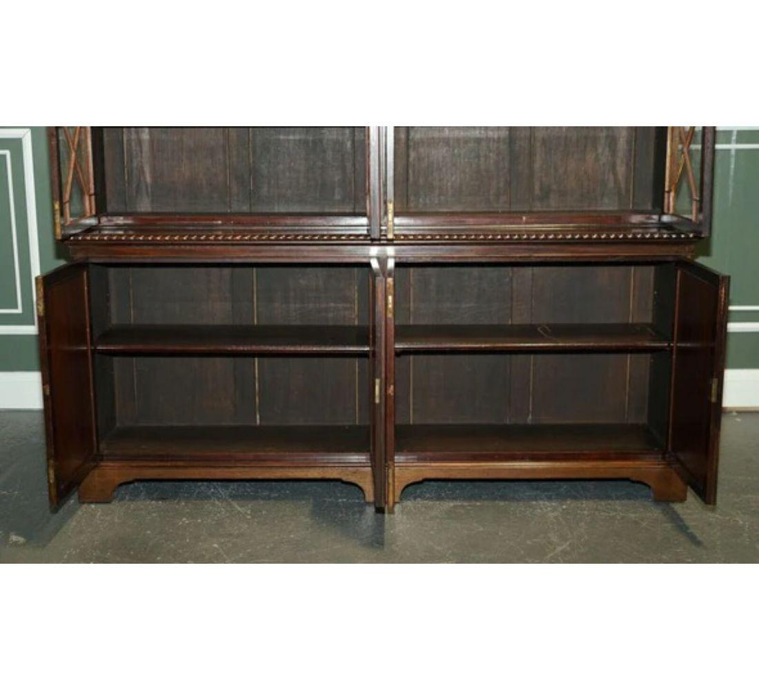 Large Antique Library Bookcase Display Cabinet with Adjustable Shelves In Good Condition In Pulborough, GB