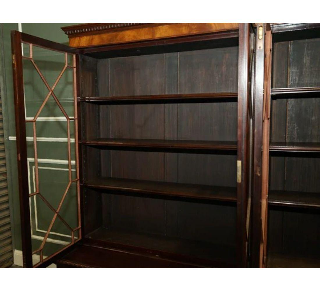 Hardwood Large Antique Library Bookcase Display Cabinet with Adjustable Shelves