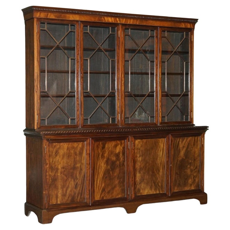Library Display Bookcase Large Antique Library Bookcase Display Cabinet with Adjustable Shelves ...