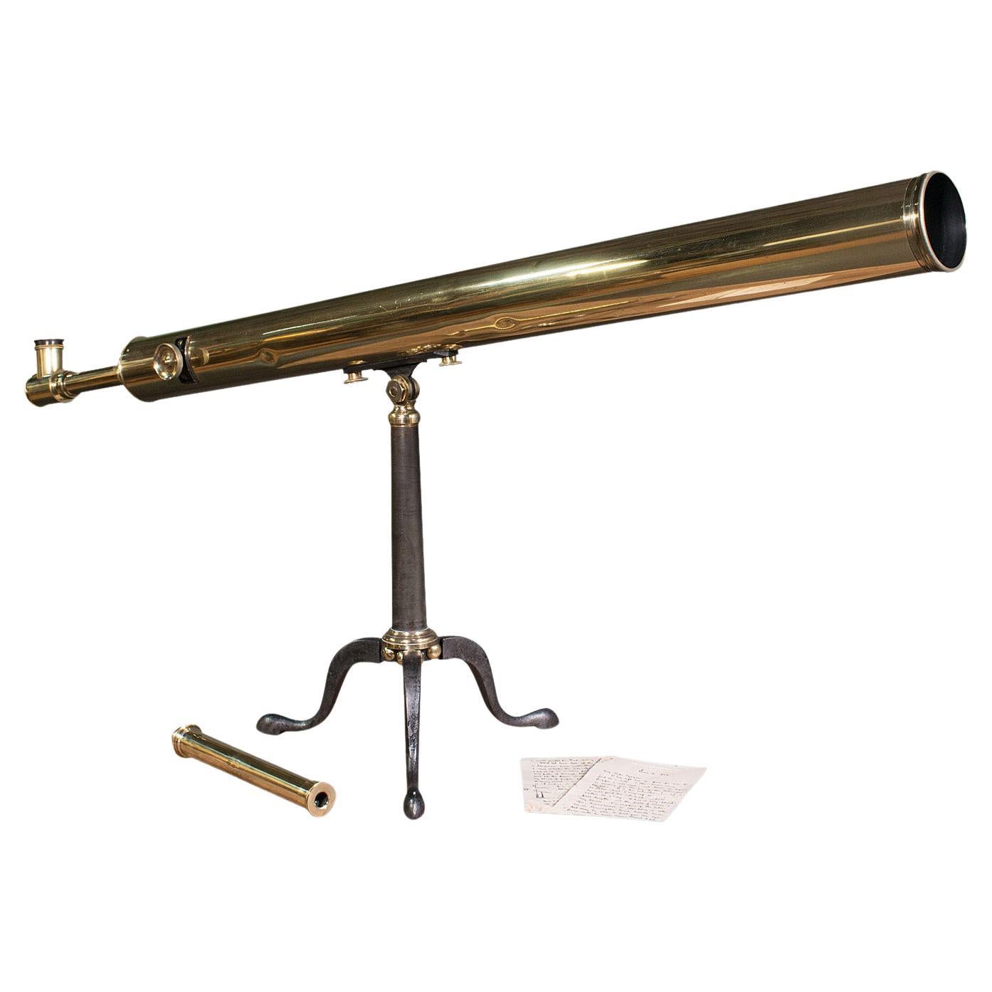 Large Antique Library Telescope, English, Starboy, Astronomical, Broadhurst & Co For Sale