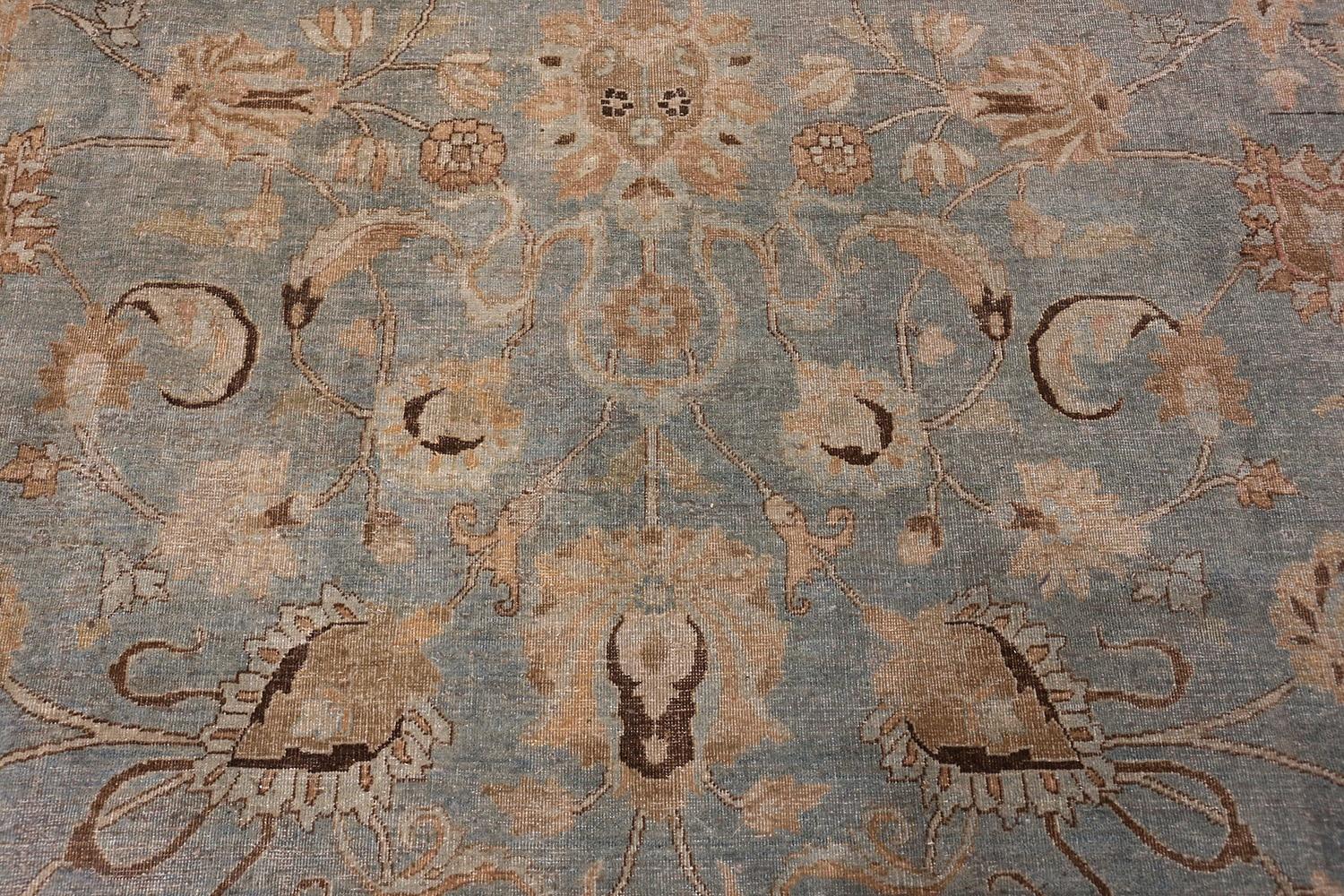 Wool Large Antique Light Blue Persian Khorassan Rug. Size: 10 ft 9 in x 16 ft 10 in For Sale