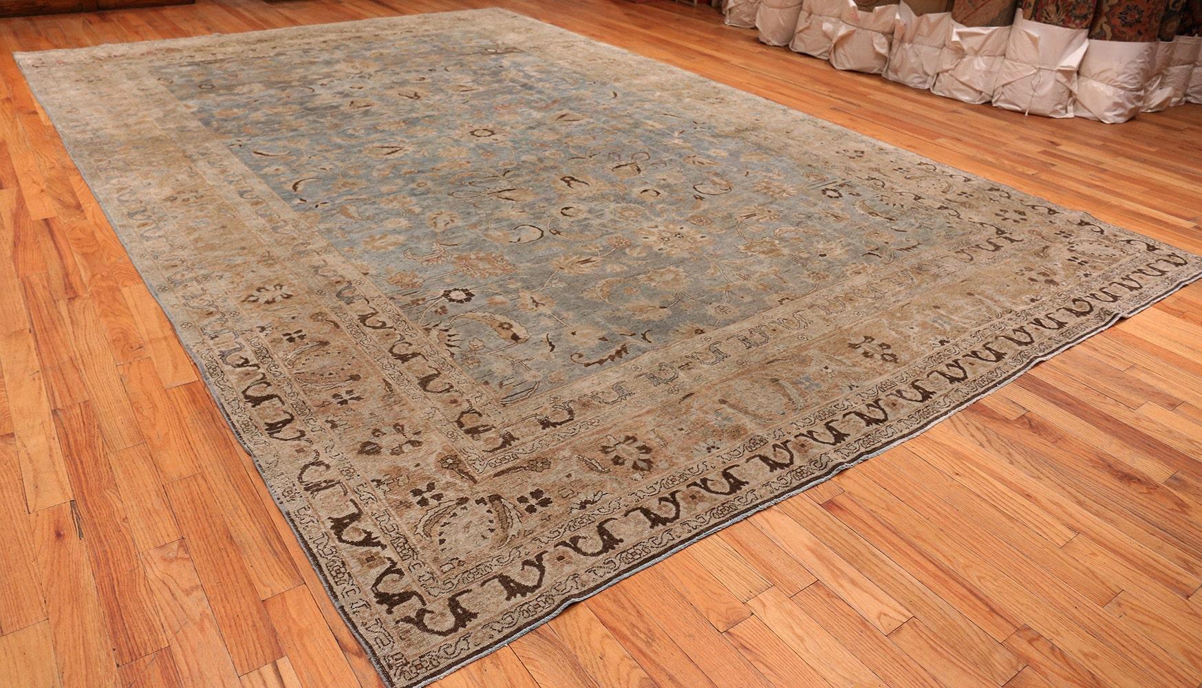 Large Antique Light Blue Persian Khorassan Rug. Size: 10 ft 9 in x 16 ft 10 in For Sale 3
