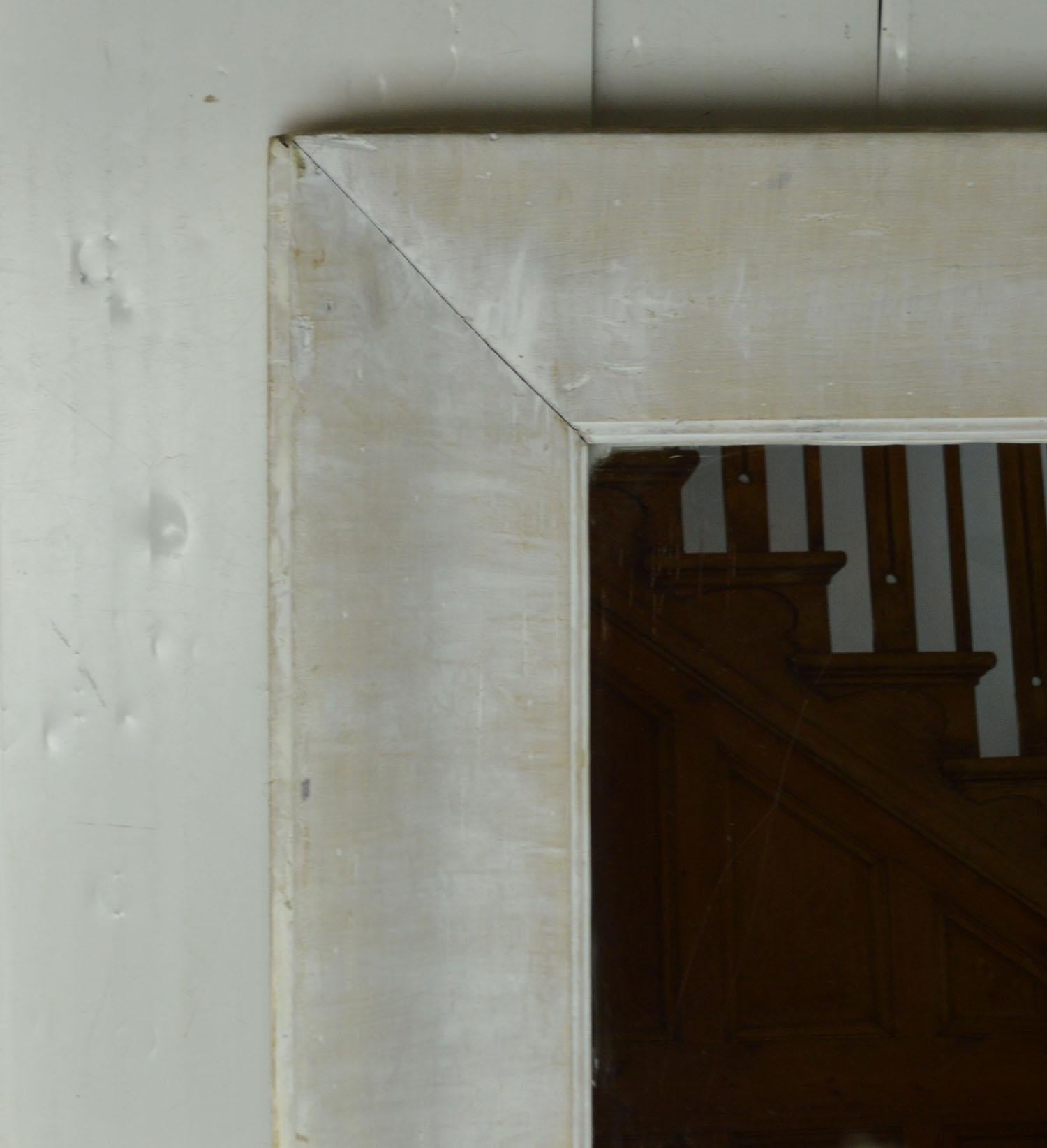 Palladian Large Antique Limed Pine Overmantel Mirror, English, 19th Century