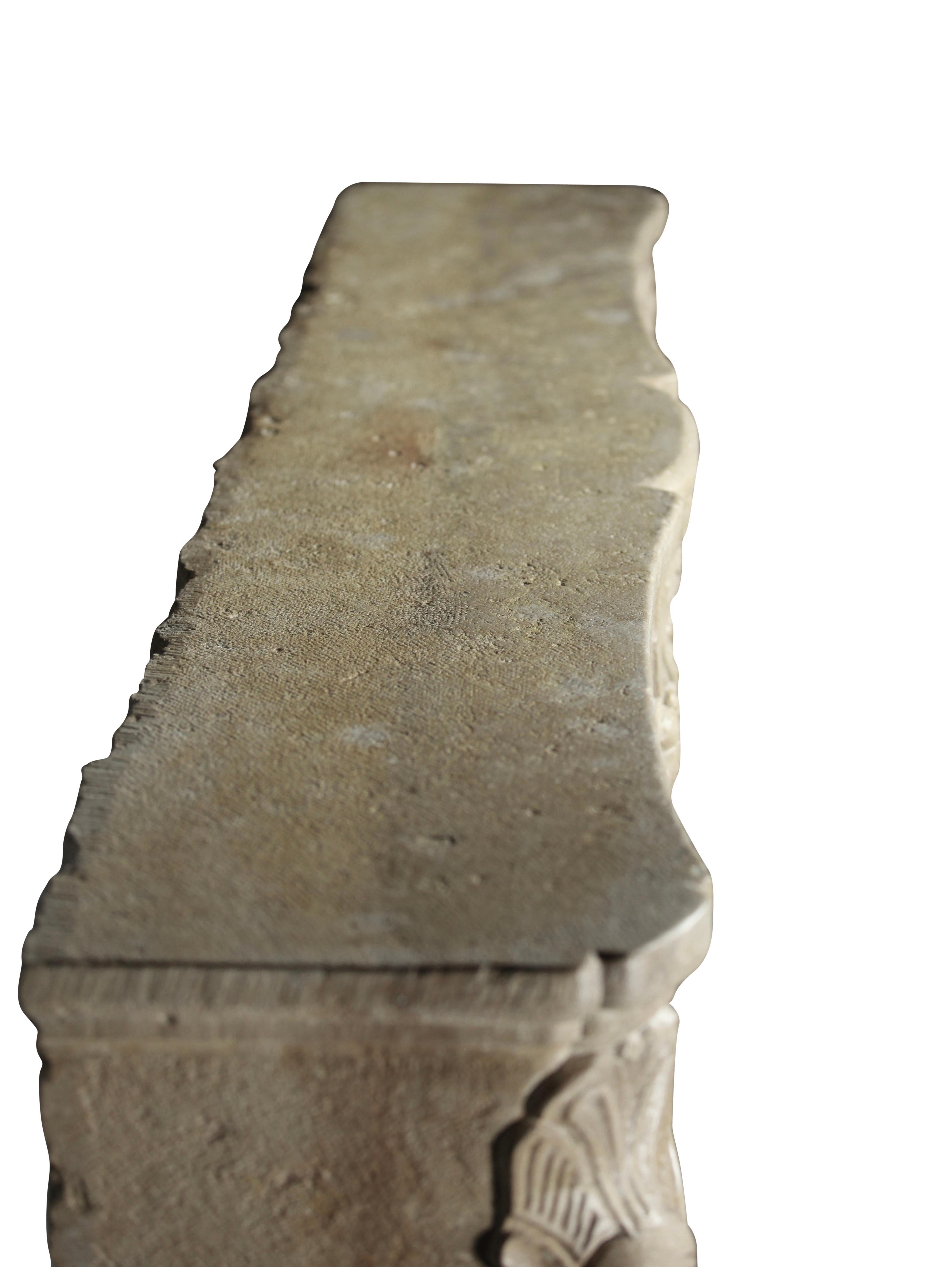 Large Antique Limestone Regency Cheminee From France For Sale 8