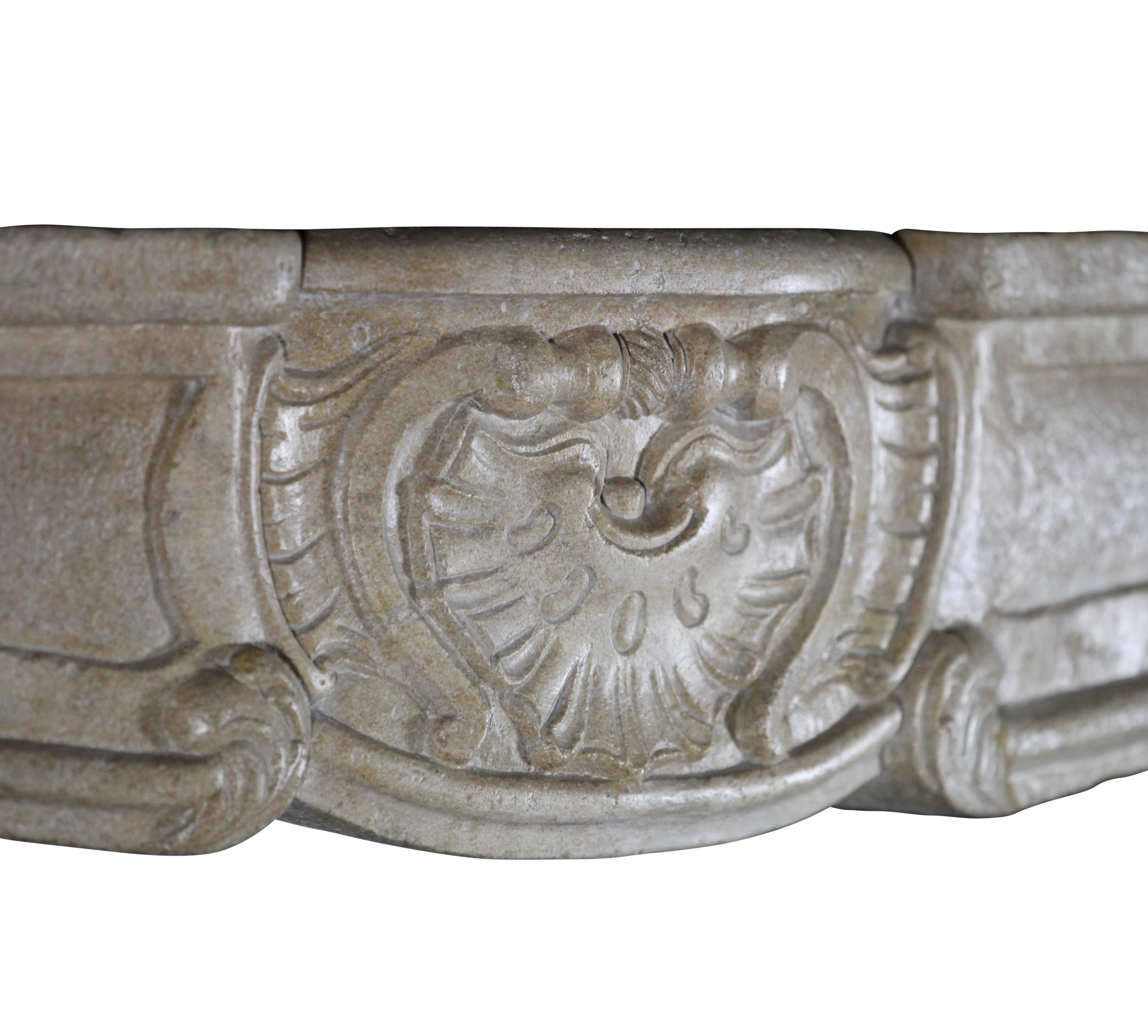 French Large Antique Limestone Regency Cheminee From France For Sale