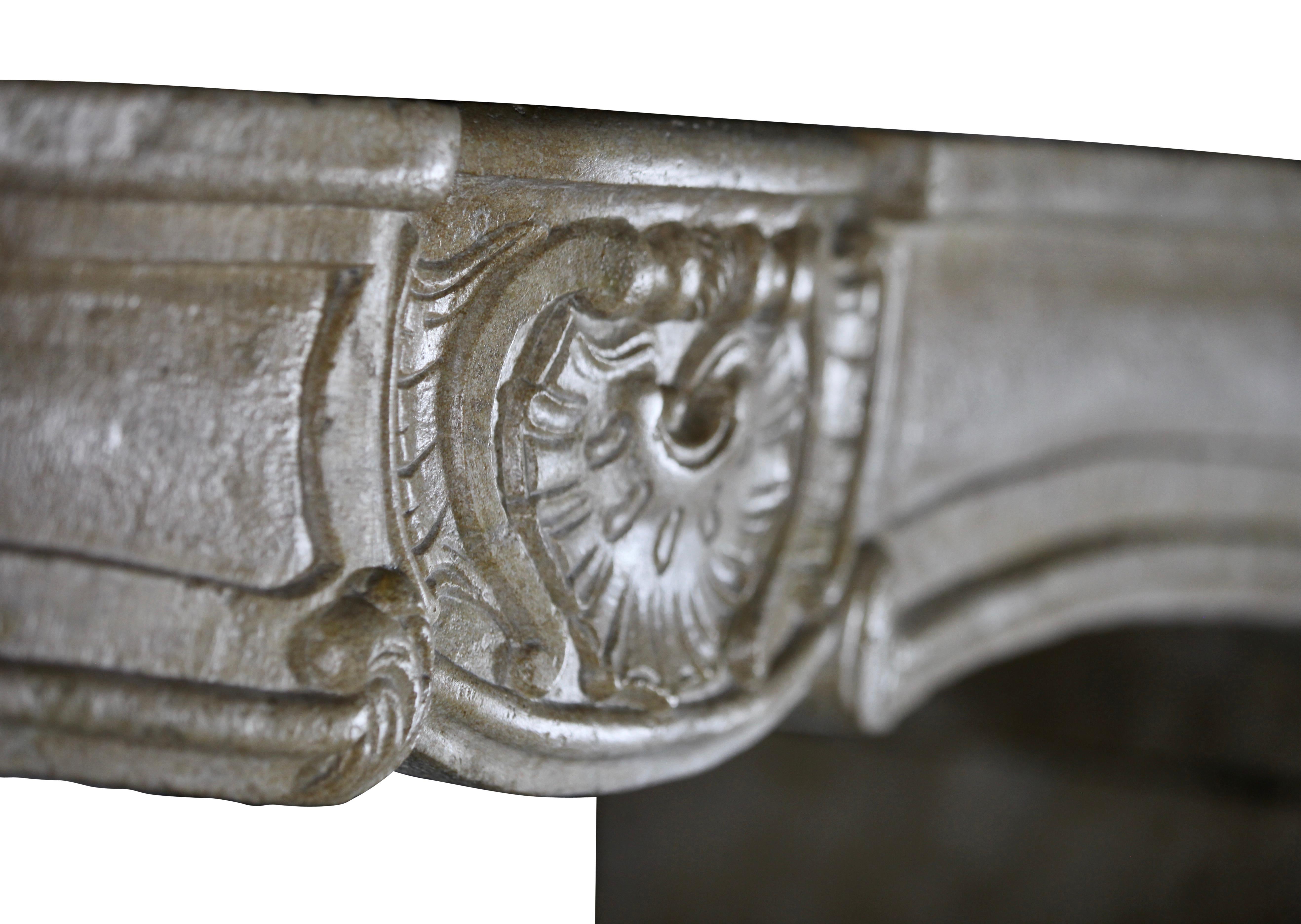 Large Antique Limestone Regency Cheminee From France For Sale 1