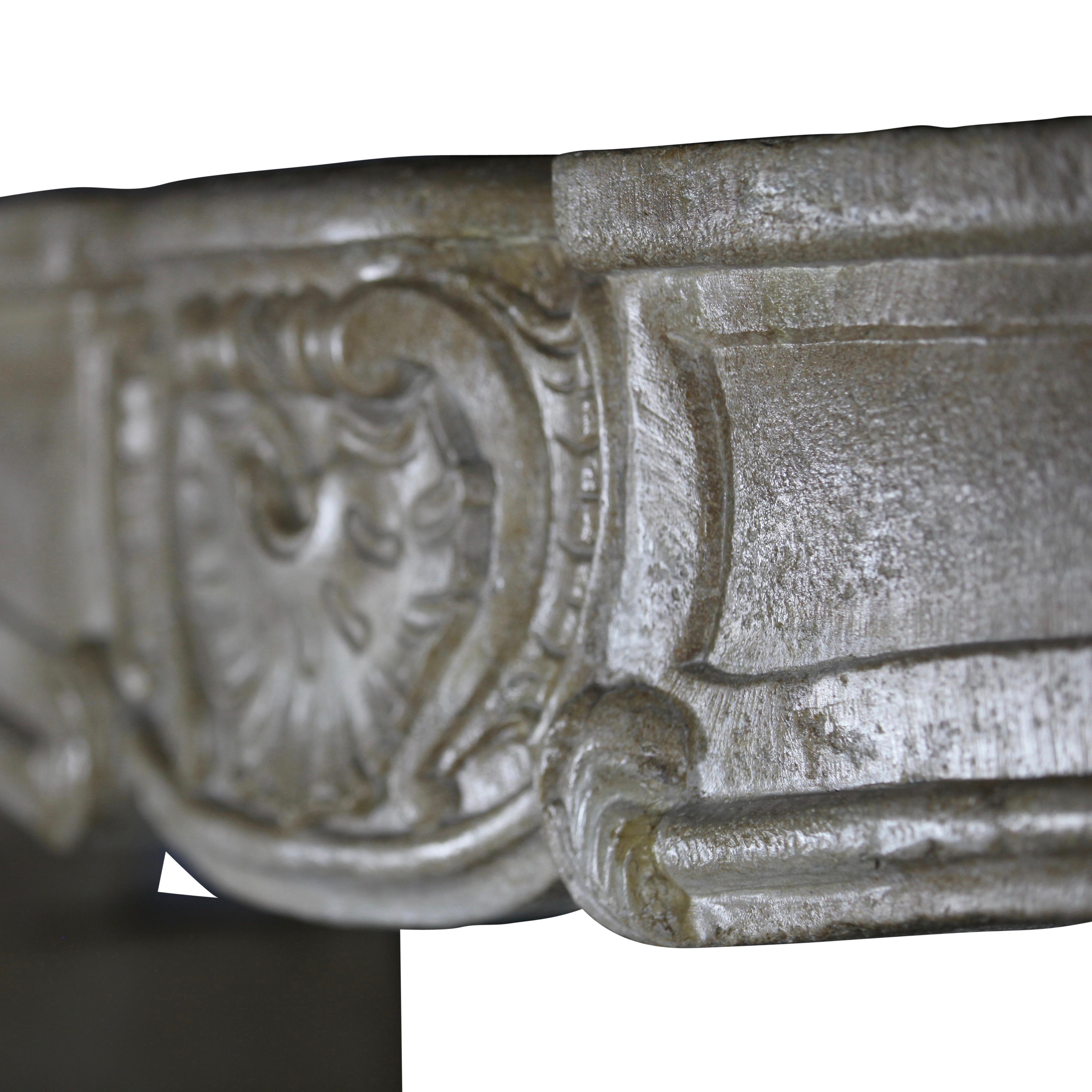 Large Antique Limestone Regency Cheminee From France For Sale 3