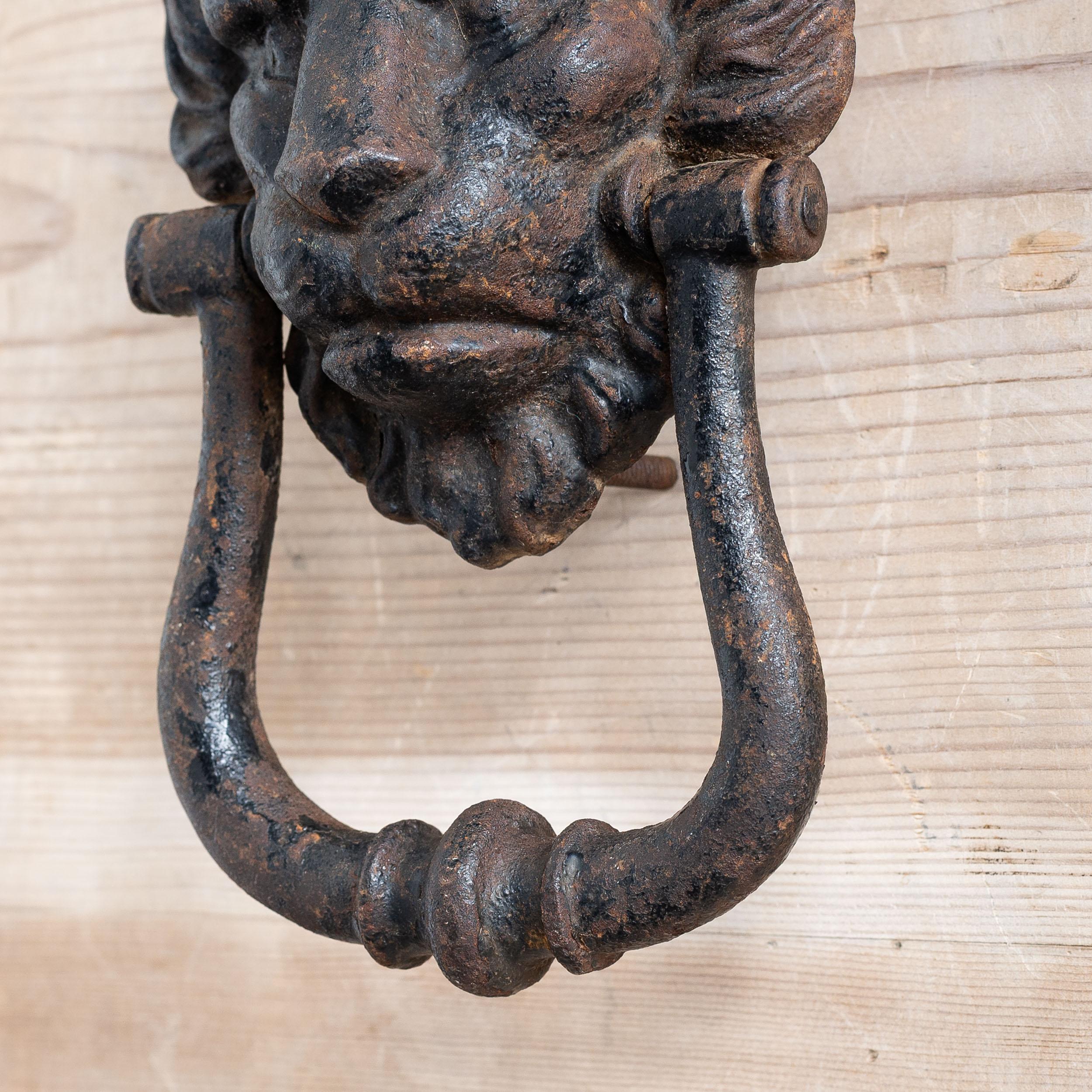 Regency Large Antique Lion's Mask Door Knocker For Sale