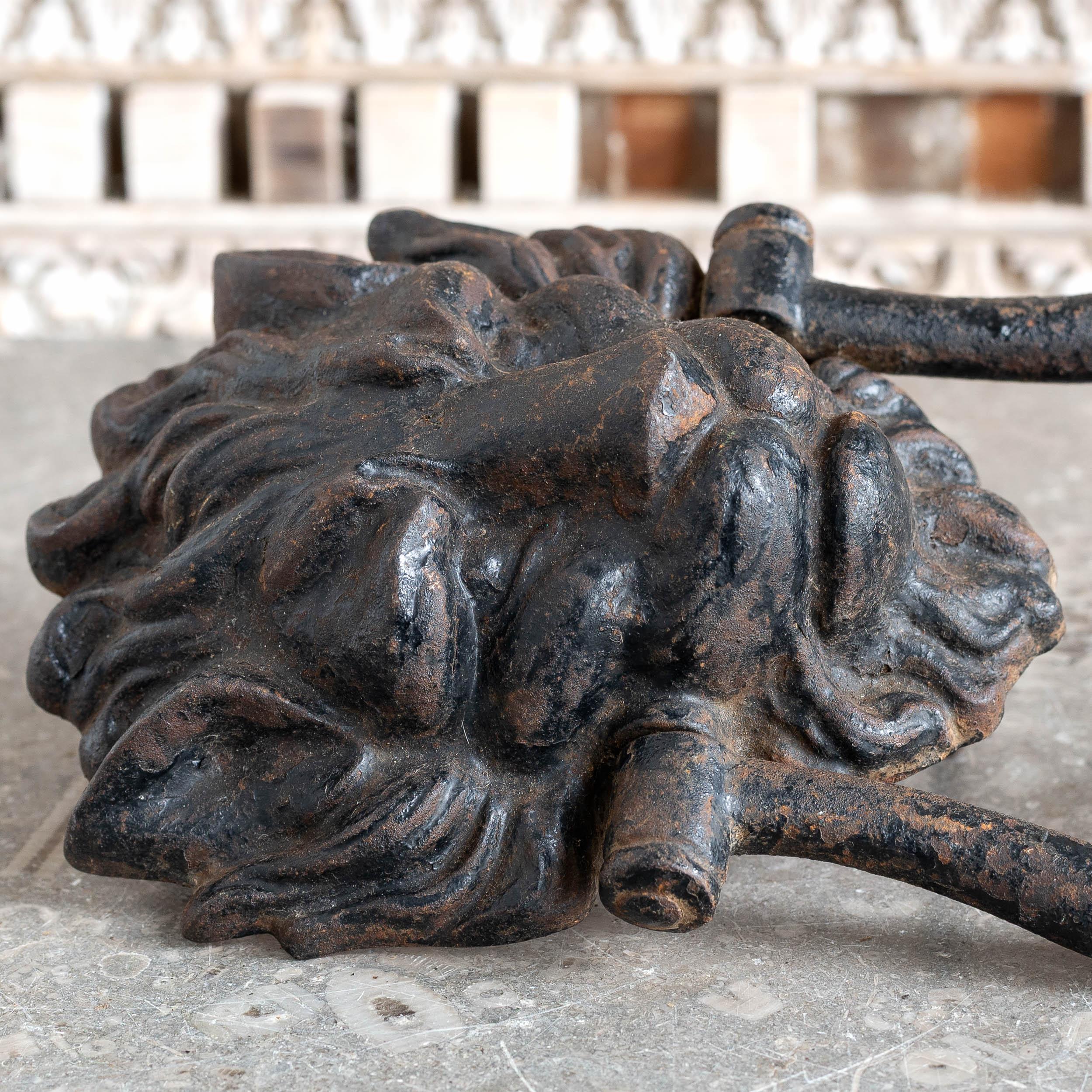 Large Antique Lion's Mask Door Knocker In Good Condition For Sale In London, GB