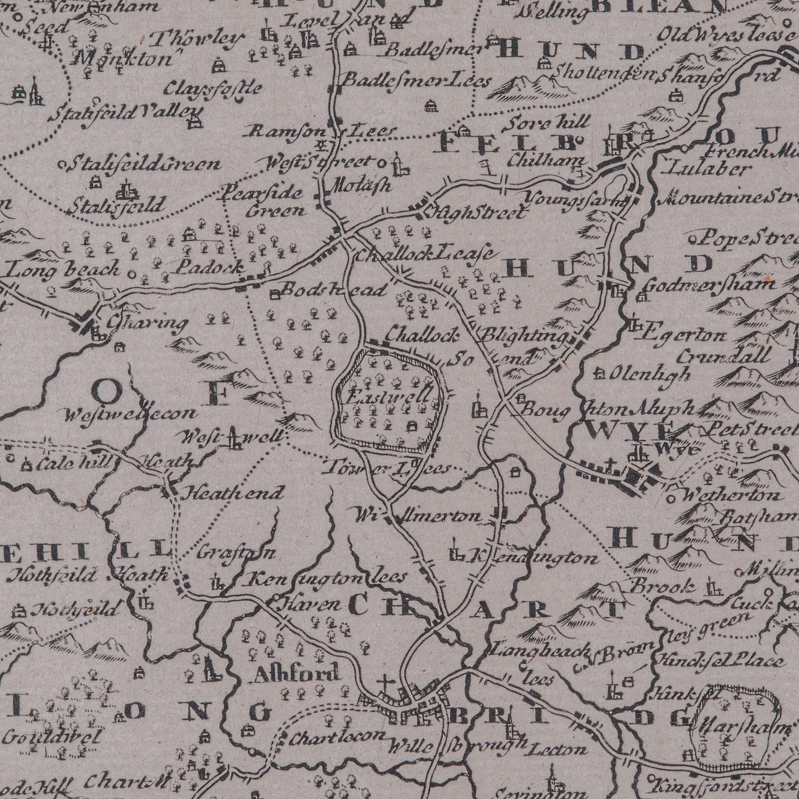Large Antique Lithography Map of Kent, English, Cartography, Robert Morden, 1700 For Sale 4
