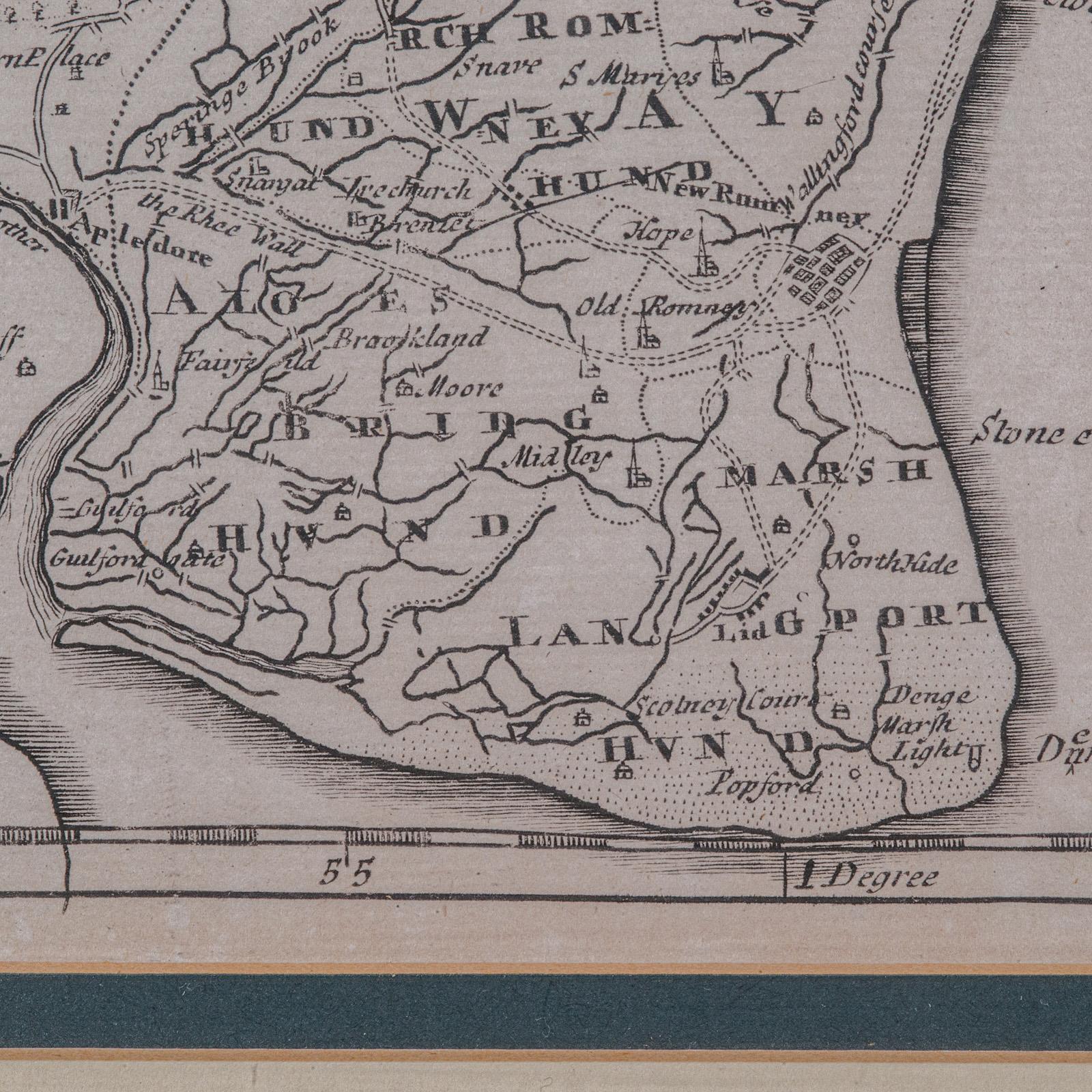 Large Antique Lithography Map of Kent, English, Cartography, Robert Morden, 1700 For Sale 5