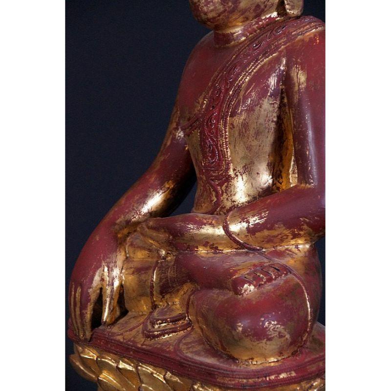 Large Antique Lotus Buddha Statue from Burma For Sale 4