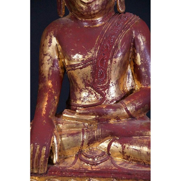 Large Antique Lotus Buddha Statue from Burma For Sale at 1stDibs