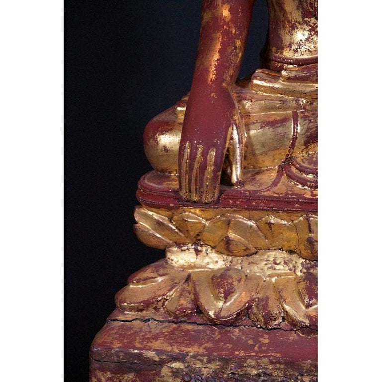 Large Antique Lotus Buddha Statue from Burma For Sale at 1stDibs
