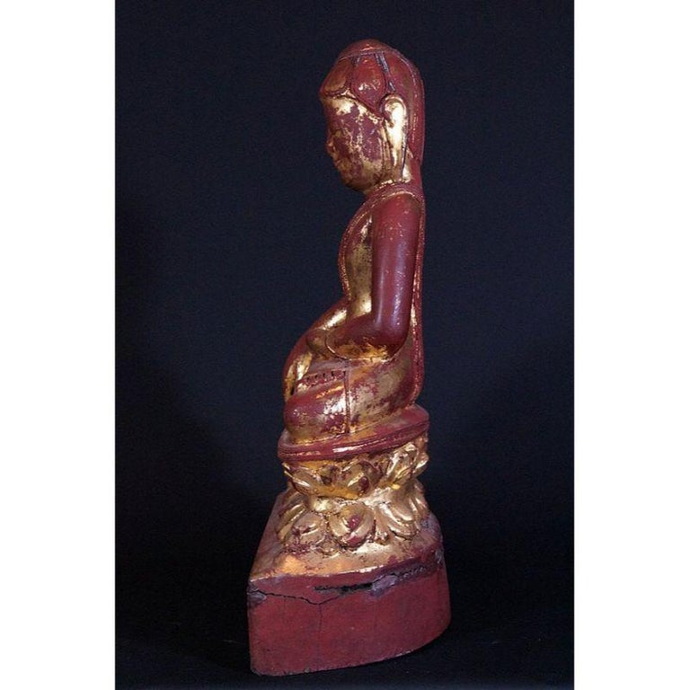 Large Antique Lotus Buddha Statue from Burma For Sale at 1stDibs
