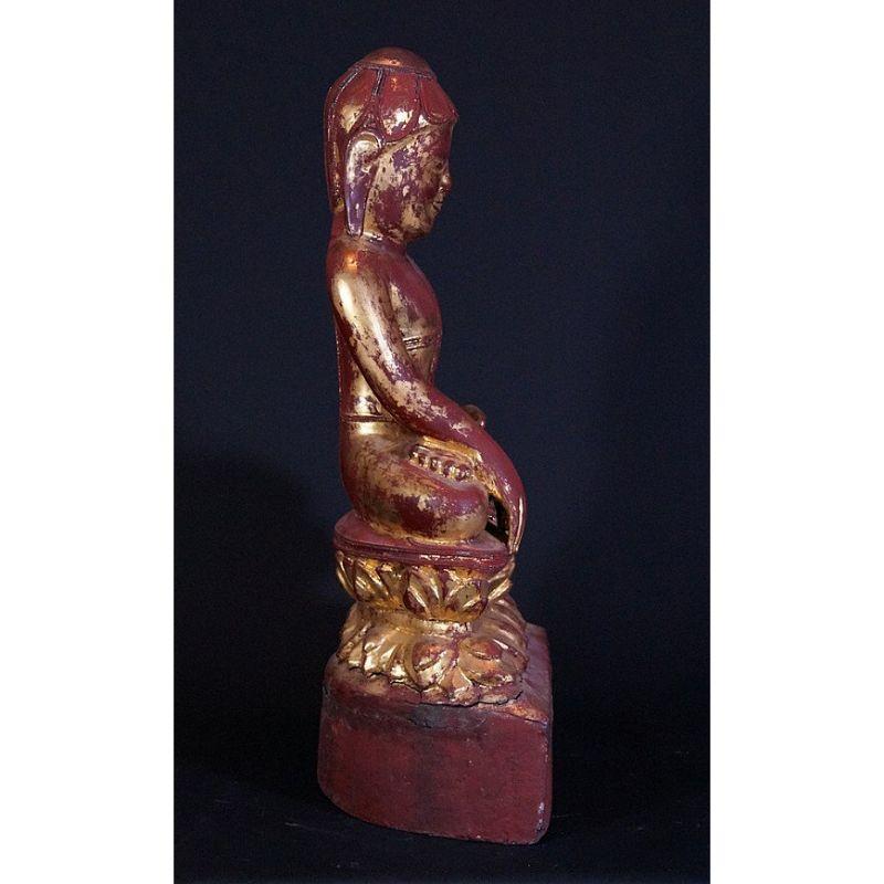 Bois Grande statue ancienne de Bouddha lotus de Birmanie en vente