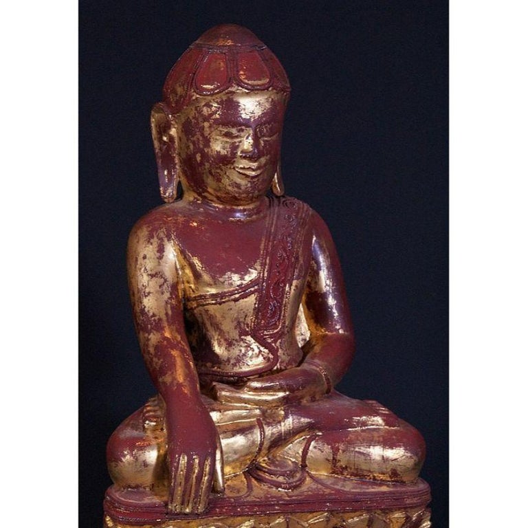 Large Antique Lotus Buddha Statue from Burma For Sale at 1stDibs